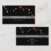 Carte De Visite Fleurs blanches rouges élégantes (Devant / Derrière)