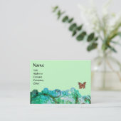 Carte De Visite FLEURS BLANCHES vert vif bleu (Debout devant)