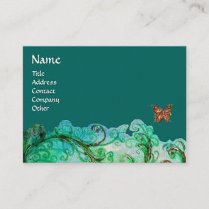 Carte De Visite FLEURS BLANCHES vert vif bleu