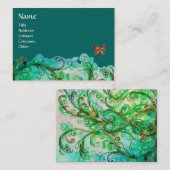 Carte De Visite FLEURS BLANCHES vert vif bleu (Devant / Derrière)