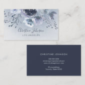 Carte De Visite fleurs bleu aquarelle (Devant / Derrière)