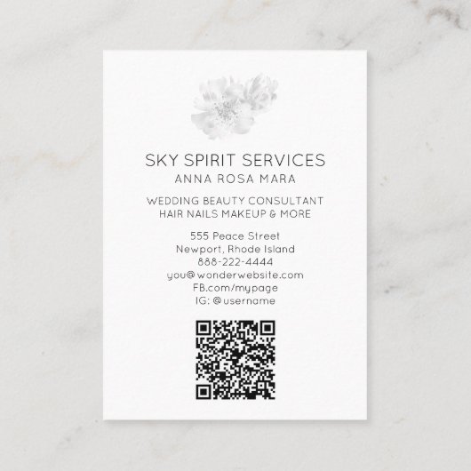 Carte De Visite *~* Fleurs bleu ciel QR Parties scintillant Shimme (Dos)