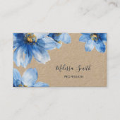 Carte De Visite Fleurs Bleu Or Rustique (Devant)