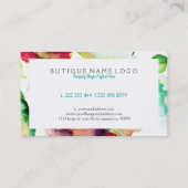 Carte De Visite Fleurs bleu vert et rose (Dos)