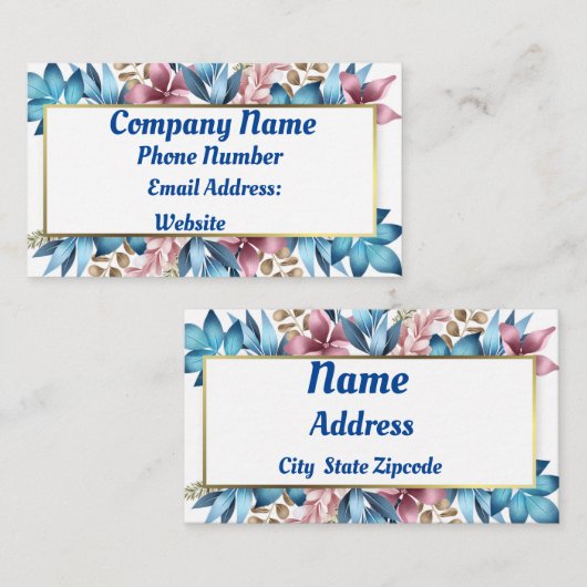 Carte De Visite Fleurs bleues (Devant / Derrière)