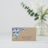 Carte De Visite Fleurs bleues à l'aquarelle (Debout devant)