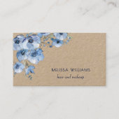 Carte De Visite Fleurs bleues à l'aquarelle (Devant)