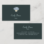 Carte De Visite Fleurs bleues en gris vase (Devant / Derrière)