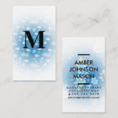 Carte De Visite Fleurs bleues et Motif décoratif Feuille (Devant / Derrière)