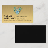 Carte De Visite Fleurs bleues | Métallique d'or (Devant / Derrière)