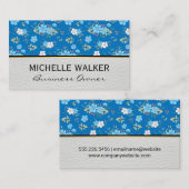 Carte De Visite Fleurs Bleues Sauvages (Devant / Derrière)