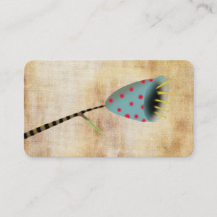 Carte De Visite Fleurs bleues vintage points rouges