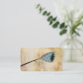 Carte De Visite Fleurs bleues vintage points rouges (Debout devant)