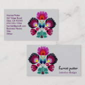 Carte De Visite Fleurs Bohème Fille Mignonne (Devant / Derrière)