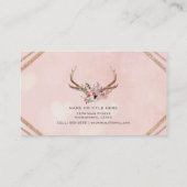 Carte De Visite Fleurs & Bois de Cerf Boho Chic Glam (Dos)