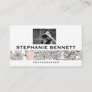 Carte De Visite Fleurs botaniques Femme tenant un appareil photo