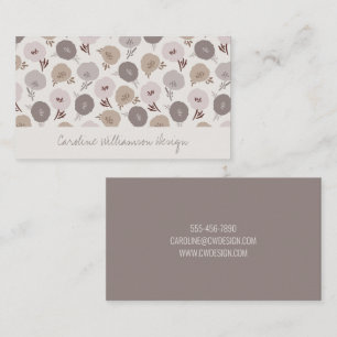 Carte De Visite Fleurs botaniques modernes boho taupe blush gris