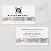 Carte De Visite Fleurs botaniques | Photo Icône de la caméra (Devant / Derrière)