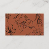 Carte De Visite Fleurs Botaniques Terracotta Croquis Noirs (Devant)