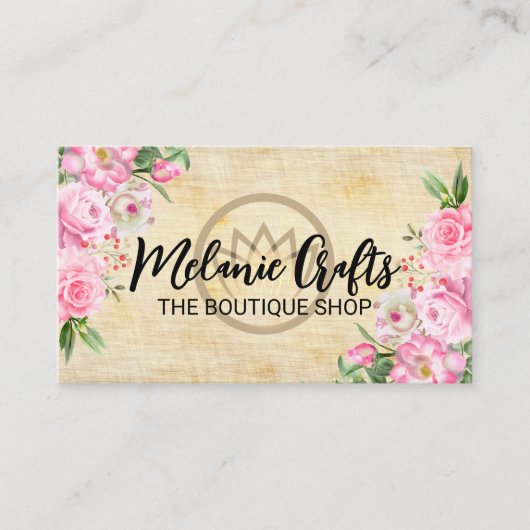 Carte De Visite Fleurs | Boutique style Arrière - plan (Devant)