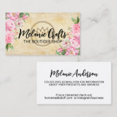 Carte De Visite Fleurs | Boutique style Arrière - plan (Devant / Derrière)