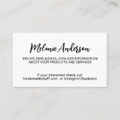 Carte De Visite Fleurs | Boutique style Arrière - plan (Dos)