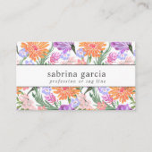 Carte De Visite Fleurs brillantes | Violet bleu violet orange (Devant)