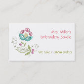 Carte De Visite Fleurs brodées Broderie Motif floral (Devant)