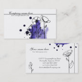 Carte De Visite Fleurs brouillées, bleues (Devant / Derrière)