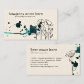 Carte De Visite Fleurs brouillées, bleues (Devant / Derrière)