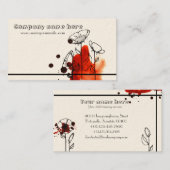 Carte De Visite Fleurs brouillées, rouges (Devant / Derrière)