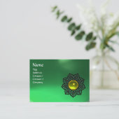 Carte De Visite FLEURS CELTIQUES JAUNE GEM MONOGRAM Emerald Green (Debout devant)