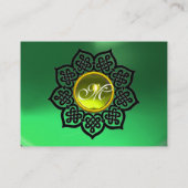 Carte De Visite FLEURS CELTIQUES JAUNE GEM MONOGRAM Emerald Green (Dos)
