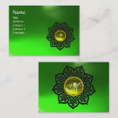 Carte De Visite FLEURS CELTIQUES JAUNE GEM MONOGRAM Emerald Green (Devant / Derrière)