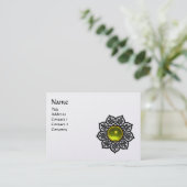 CARTE DE VISITE FLEURS CELTIQUES JAUNE MONOGRAMME EN PIERRE JAUNE  (Debout devant)