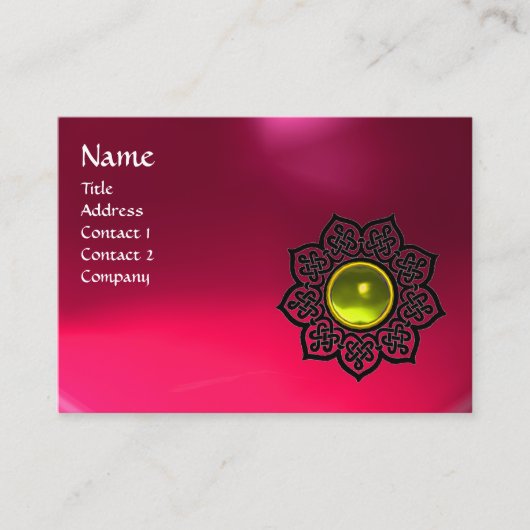 CARTE DE VISITE FLEURS CELTIQUES JAUNE MONOGRAMME EN PIERRE MONOGR (Devant)