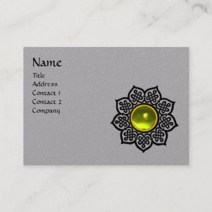 Carte De Visite FLEURS CELTIQUES NOIRES JAUNE TOPAZ GEM MONOGRAM g