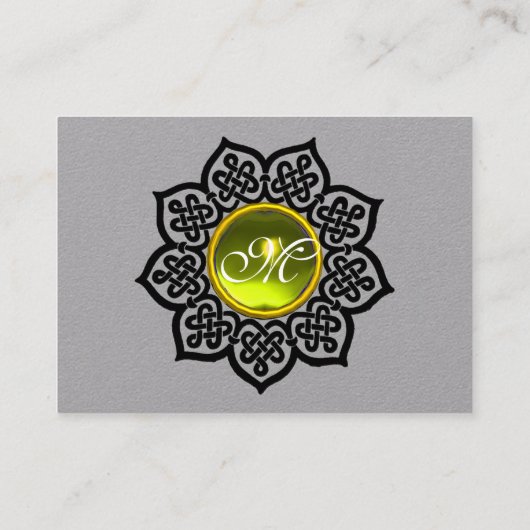 Carte De Visite FLEURS CELTIQUES NOIRES JAUNE TOPAZ GEM MONOGRAM g (Dos)