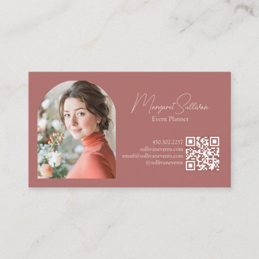 Carte De Visite Fleurs chic élégant Simple Minimal QR Code (Devant)