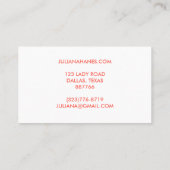 Carte De Visite Fleurs Chic Lotus Orange Rouge Violet (Dos)