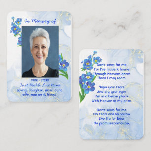 Carte De Visite Fleurs "Christian Memorial Keepsake Forget me Not"
