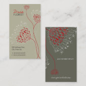 Carte De Visite Fleurs Chrysanthème Rouge Élégant Chic Floral (Devant / Derrière)