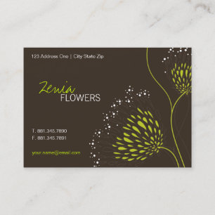 Carte De Visite Fleurs Chrysanthème Vert Élégant Chic Floral