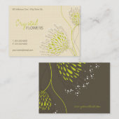 Carte De Visite Fleurs Chrysanthème Vert Élégant Chic Floral (Devant / Derrière)