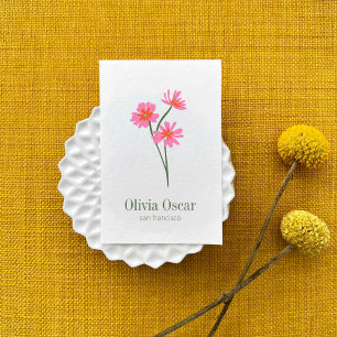 Carte De Visite Fleurs colorées Illustration florale rose moderne