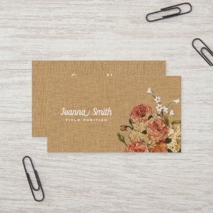 Carte De Visite Fleurs colorées sur toile beige