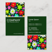 Carte De Visite Fleurs colorées - Vert foncé (Devant / Derrière)