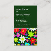 Carte De Visite Fleurs colorées - Vert foncé (Dos)