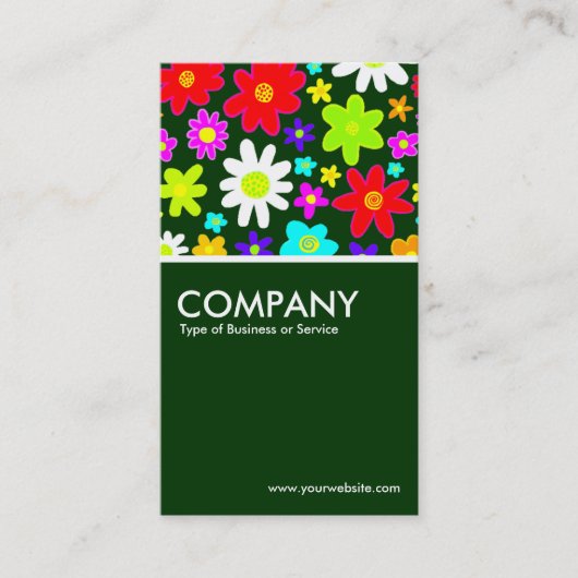 Carte De Visite Fleurs colorées - Vert foncé (Devant)