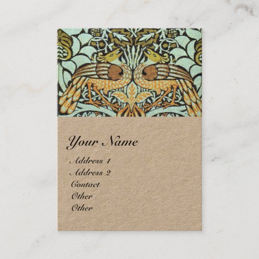 Carte De Visite FLEURS, COQUES DE PAIX ET DRAGONS MONOGRAMME Kraft (Devant)